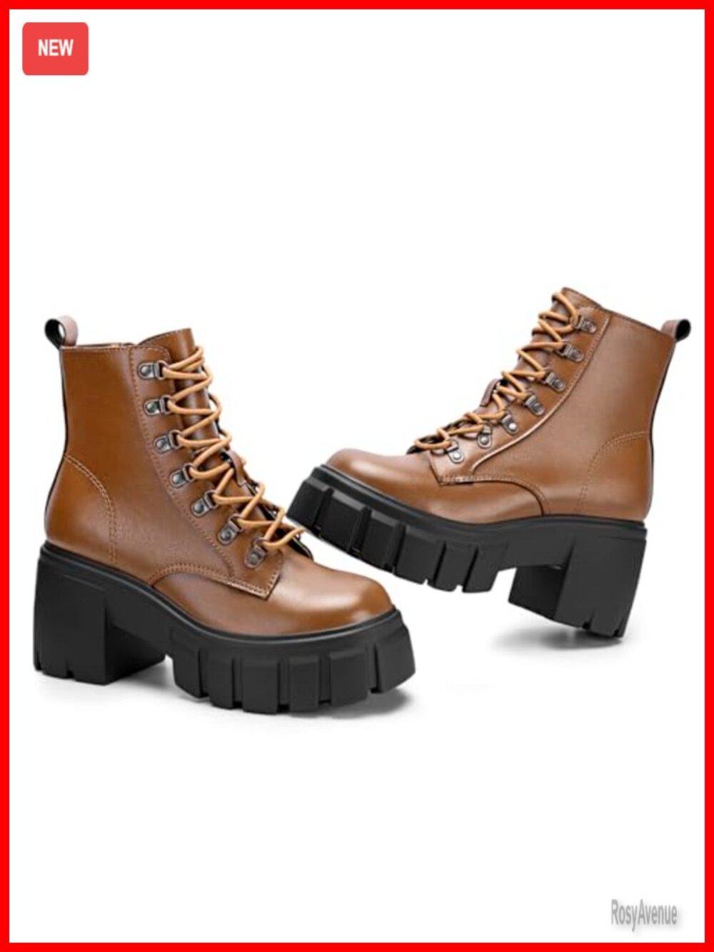 Womens Lace Up Combat Ankle Booties Chunky Platform Block Heel Side Zip Boots
